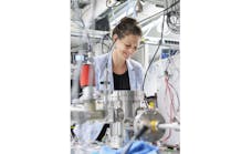 Birgit Stiller in the lab working on an optoacoustic project.