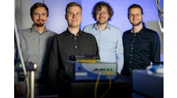 The team in the quantum optics lab: (left to right) Jan Heine, Philip Rübeling, Michael Kues, and Robert Johanning.