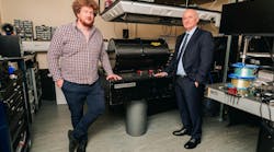 Dr. Ross Donaldson and Professor Gerald Buller pictured with equipment that will be used in the new optical ground station.