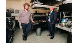Dr. Ross Donaldson and Professor Gerald Buller pictured with equipment that will be used in the new optical ground station.