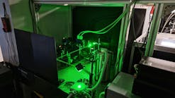 Cryogenic testing setup in Sweeney’s lab: A solar cell is held under cryogenic conditions (196°C) while being powered by a laser.